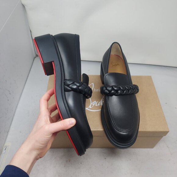 Christian Louboutin  MENS Black Leather Braid Urbino Loafer main image 11